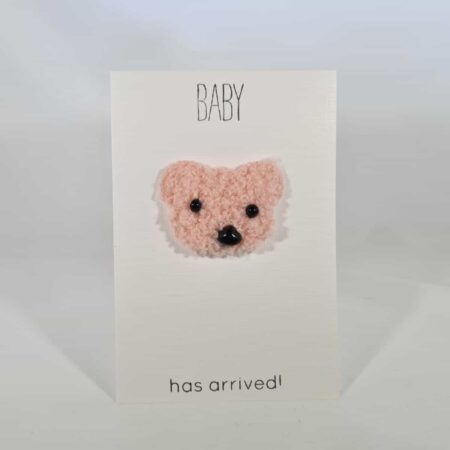 Fluffy Pink Dog Face Baby Card