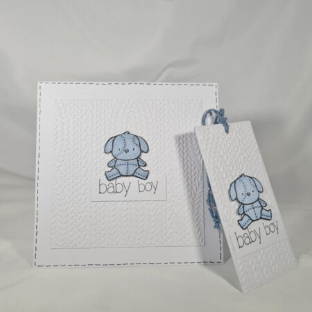 Baby Boy Blue Dog Card & Tag Set