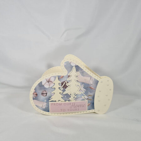 Mitten Shaped Christmas Card With From Our Home To Yours Sentiment