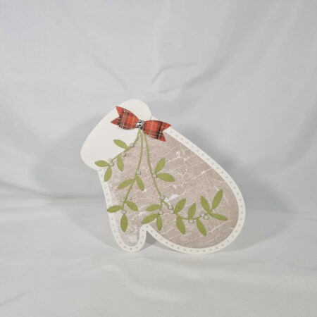 Mitten Shaped Christmas Card With Mistletoe