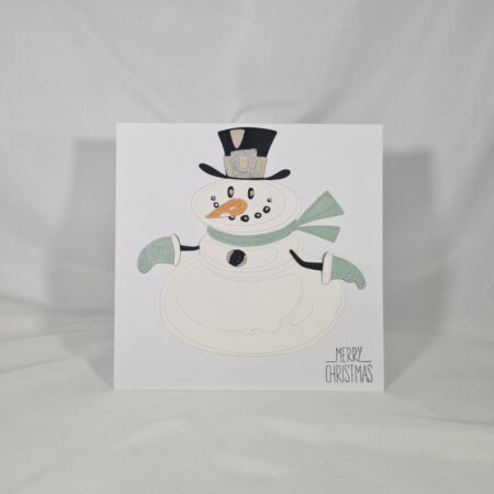 Snowman With Blue Scarf & Gloves Christmas Card