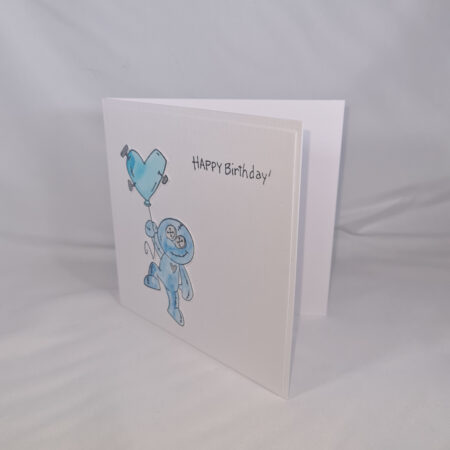 Handmade Cute Tatty Bear Card - Blue