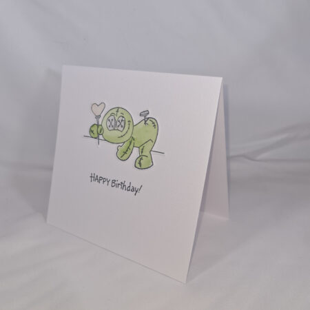 Handmade Cute Tatty Bear Card - Green