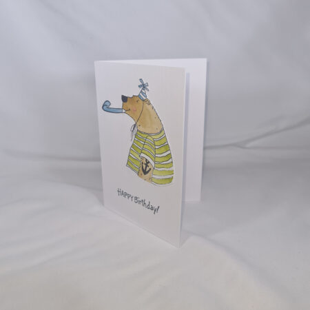 Handmade Happy Birthday Card With Large Bear - Green