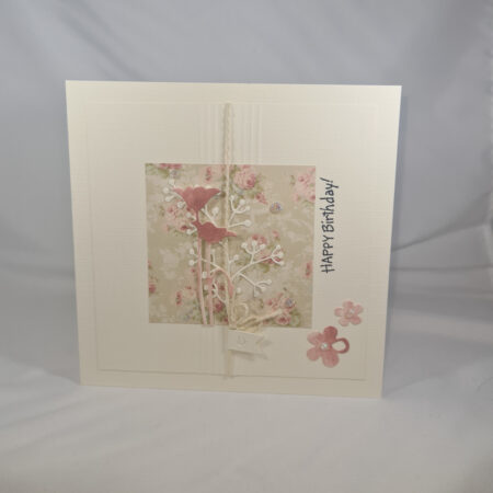 Handmade Happy Birthday Card with Flowers and String