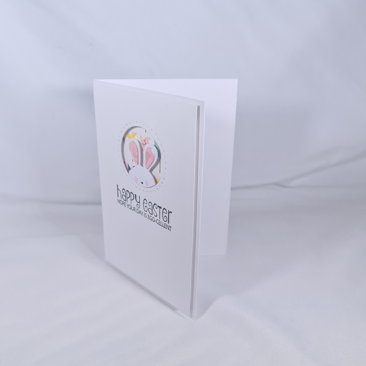 Handmade Happy Easter Card With Baby Bunny - White