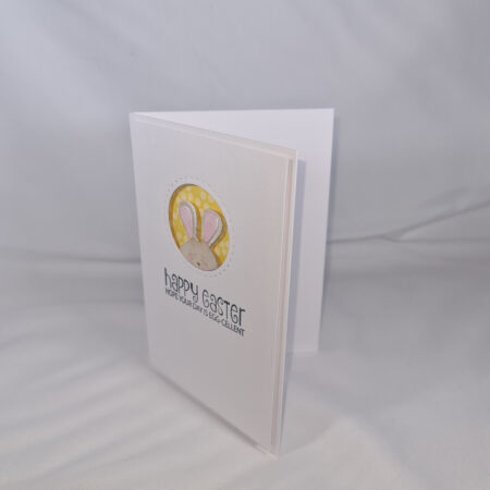 Handmade Happy Easter Card With Baby Bunny - Yellow