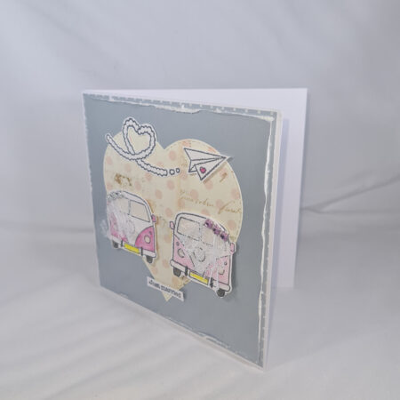 Handmade Just Married Pink Campervan Card