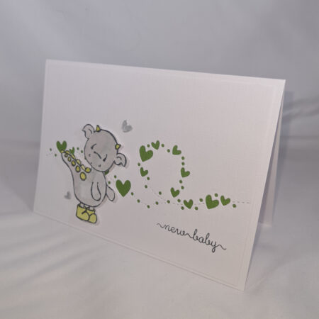 Handmade New Baby Card With Cute Green Dinosaur