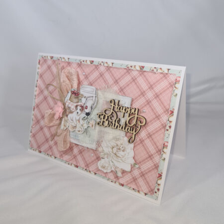 Handmade Pink Happy Birthday Card With Cute Dog