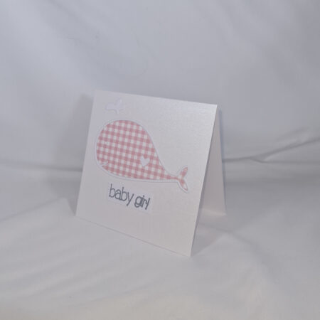 Handmade Pink Whale Baby Girl Card