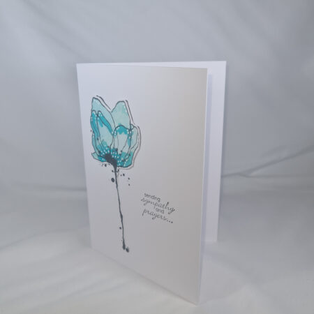 Handmade Sending Sympathy and Prayers Card With Blue Flower
