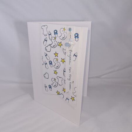 Handmade Ten Tiny Fingers Ten Tiny Toes Baby Card - Blue